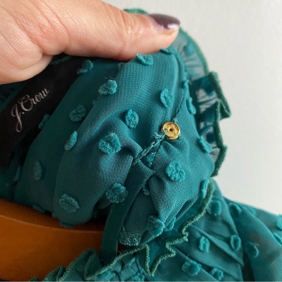 J. Crew Teal Gathered Bib Top in Swiss Dot size Small - Picture 9 of 13